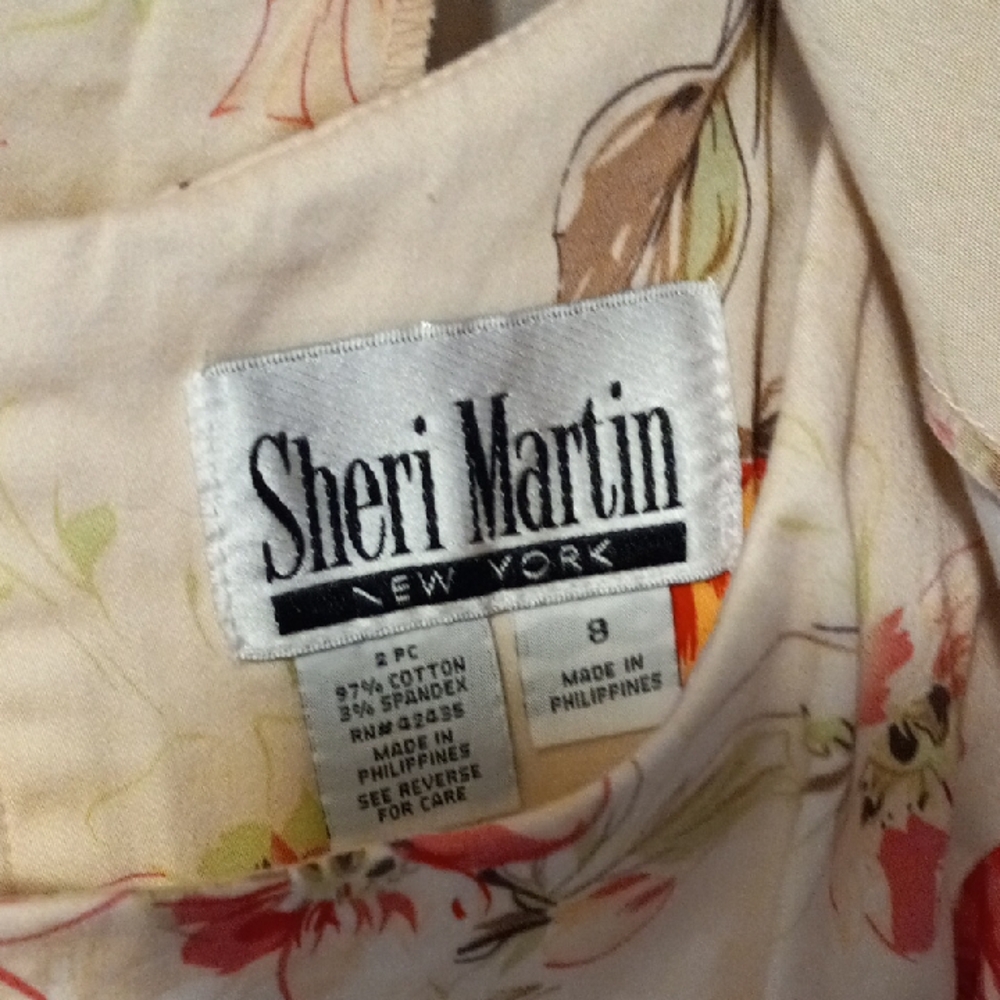 Sheri Martin Cream Floral Two-Piece with Orange Rose Accents - Picture 3 of 8